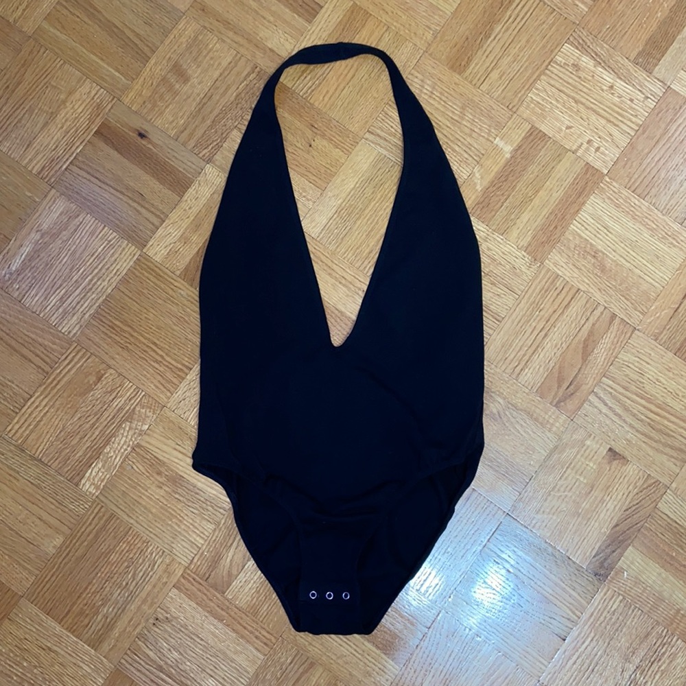 Victoria secret - black plunging body suit xs
